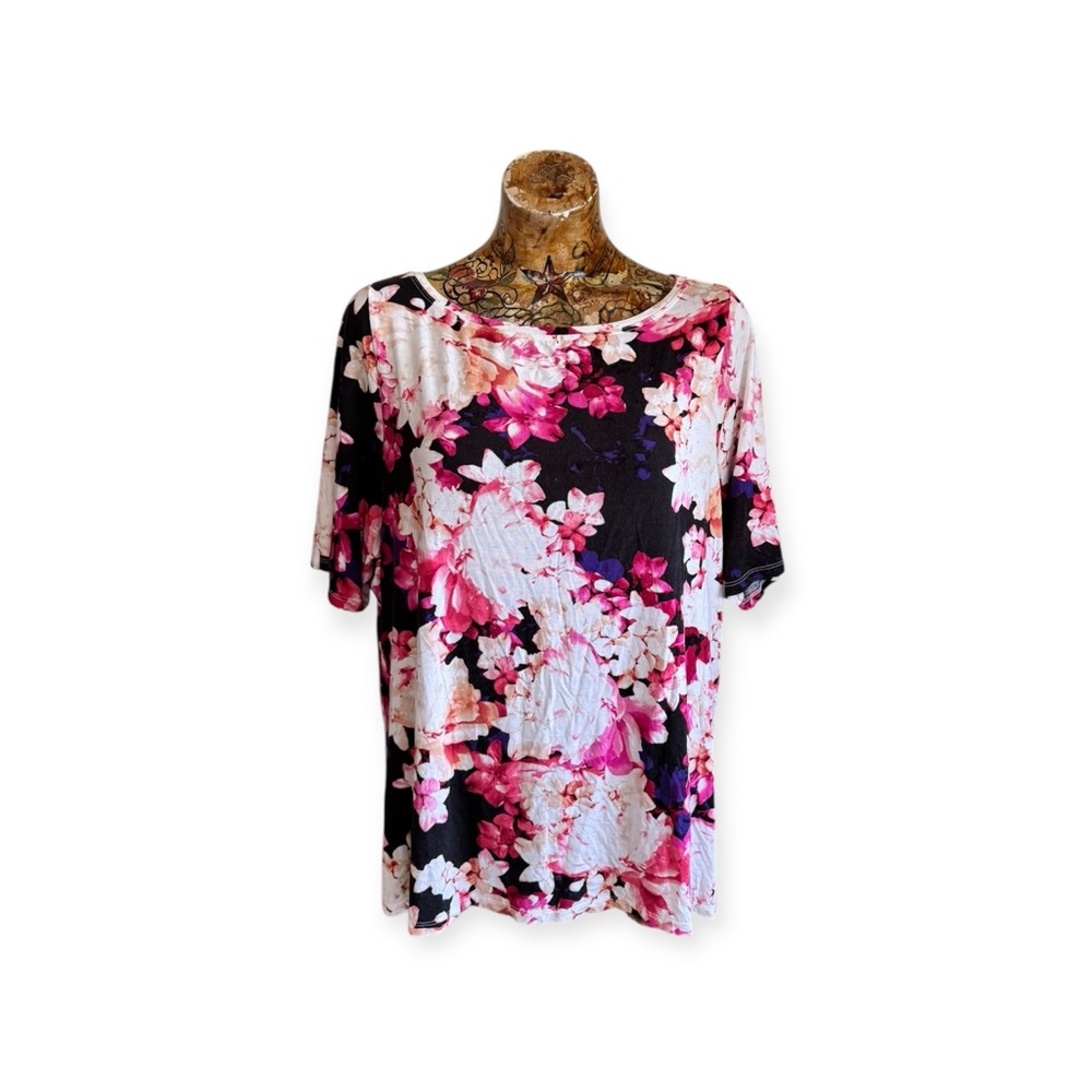Lane Bryant top floral pink purple short sleeve plus size 18 / 20 2XL